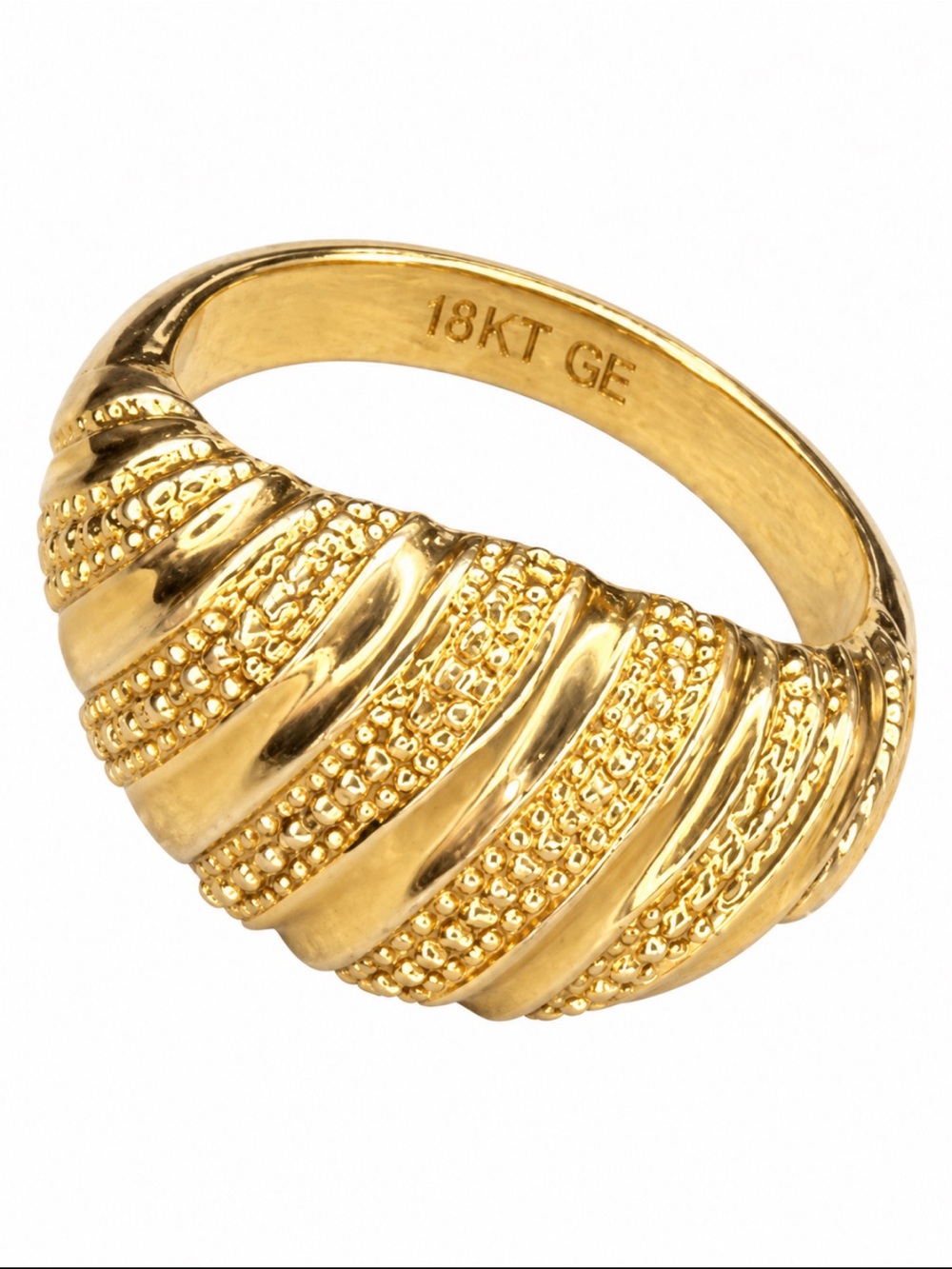 18KT GE Gold Electroplated Textured Dome Statement Ring Size 6.5